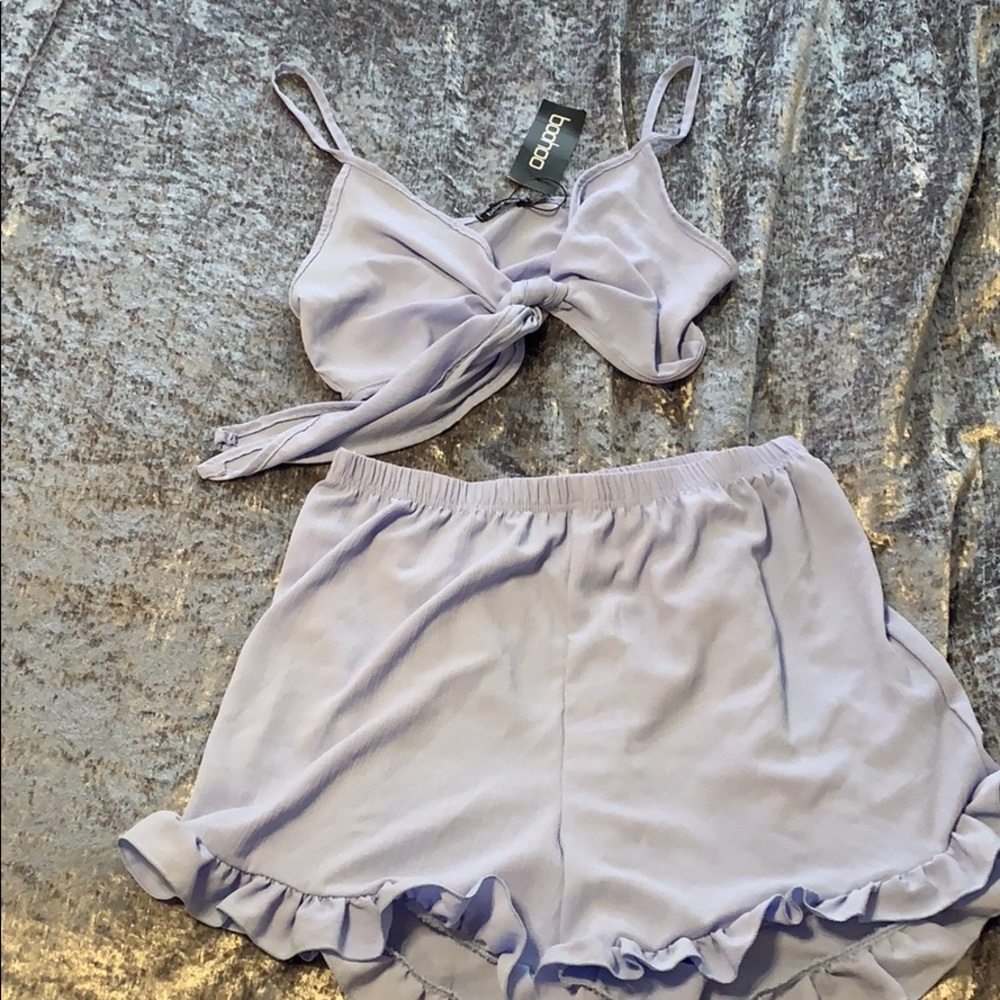 2 piece cropped top and short set